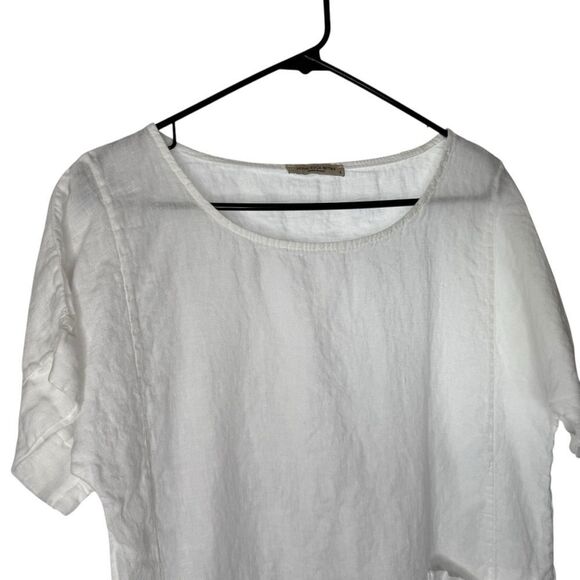 |EUC| FRANCESCA BETTINI Linen Short Sleeve Double Pocket Tee - Picture 2 of 6